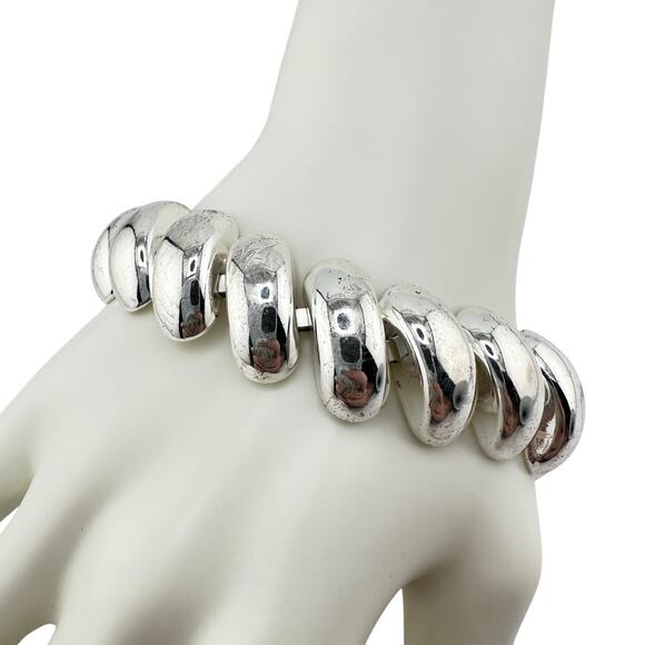 Vintage Napier San Marco Chain MCM Chrome Finish Chunky 6.75" Bracelet - Picture 1 of 6